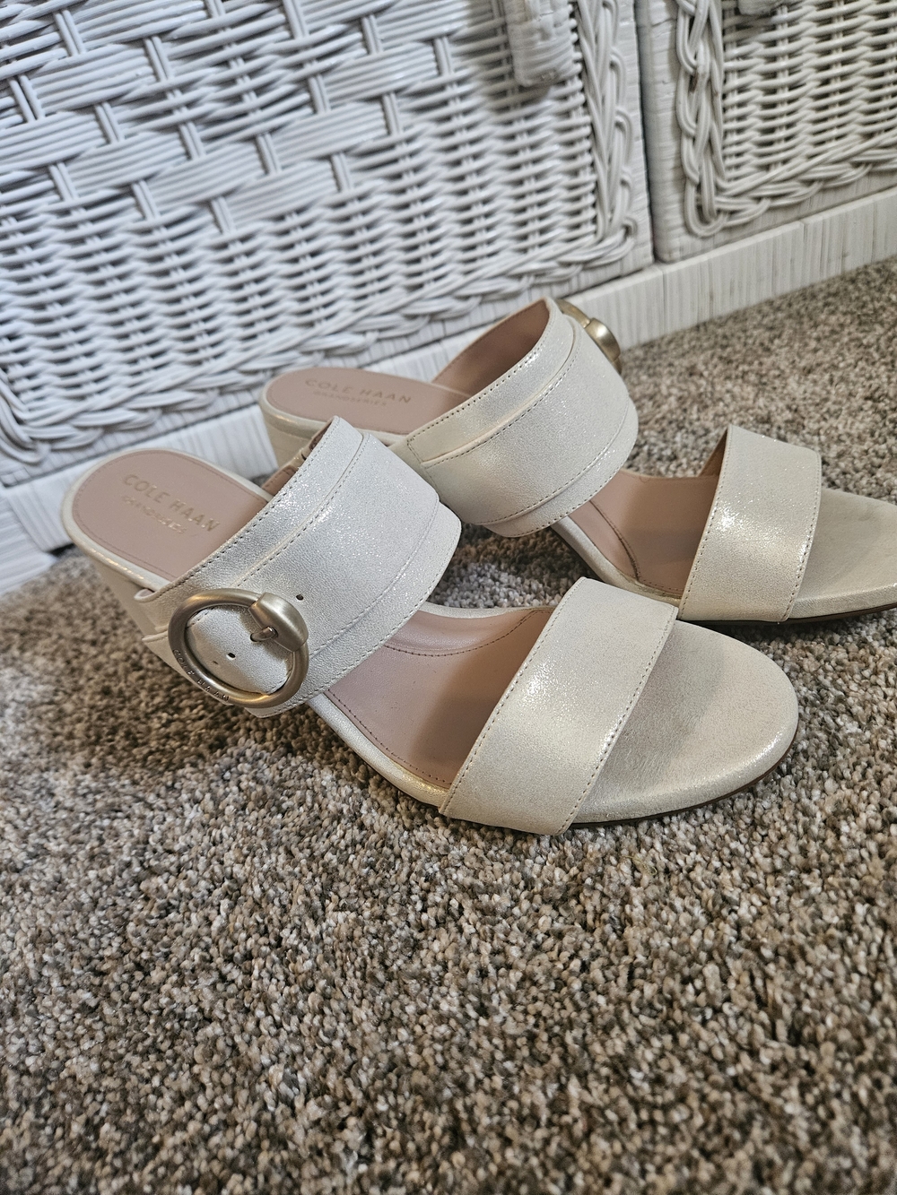 Cole Haan Women's Shimmer Slide Sandals in Pearl